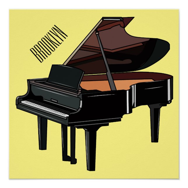 Pôster Ilustração de desenho animado Piano (Frente)