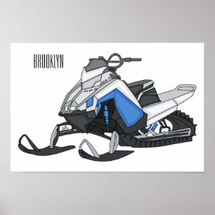 Poster Ilustração de desenho animado Snowmobile
