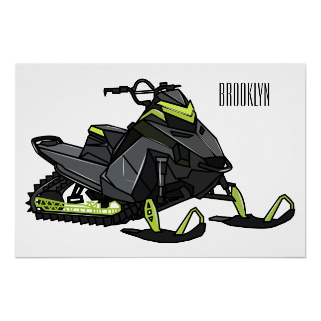Pôster Ilustração de desenho animado Snowmobile (Frente)