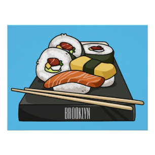 Pôster Ilustração de desenho animado Sushi