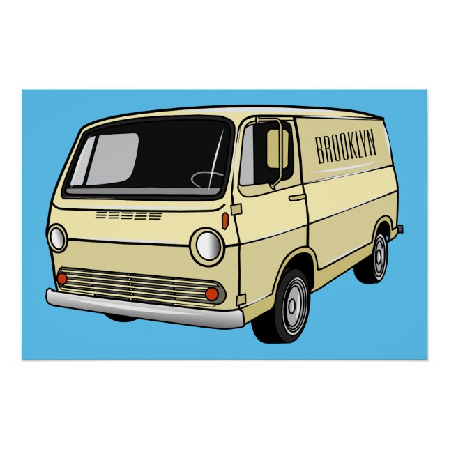 Pôster Ilustração de desenho da van clássica (Frente)