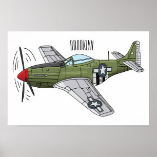 Poster Ilustração de desenho de avião militar