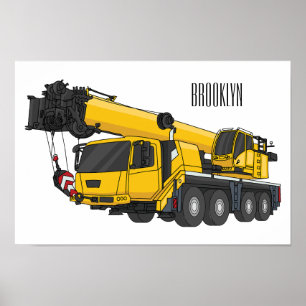Poster Ilustração de desenho de caminhão de guindaste