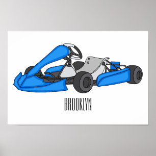 Poster Ilustração de desenho de corrida de Kart