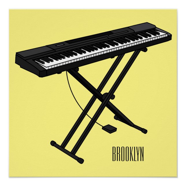 Pôster Ilustração de desenho de piano de teclado (Frente)