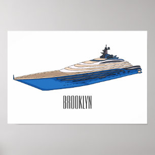 Poster Ilustração de desenho em Yacht