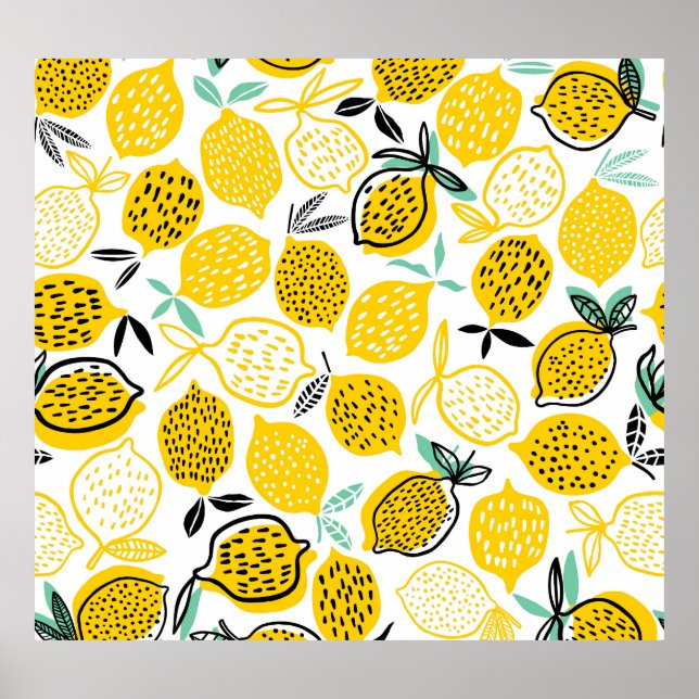 Poster Ilustração de Design de Lemon Summer Vintage (Frente)