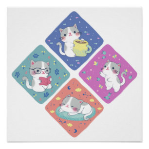 Pôster Ilustração de Dia de Ocupação de Gatinho Bonito