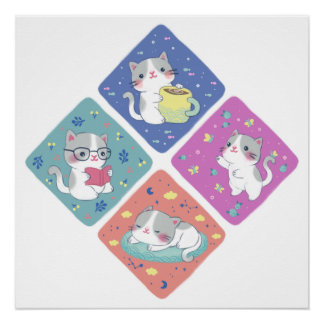Pôster Ilustração de Dia de Ocupação de Gatinho Bonito