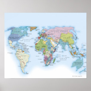 Pôster Ilustração de Digitas do mundo em 1900