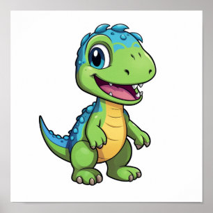 Poster Ilustração de dinossauro de desenho animado
