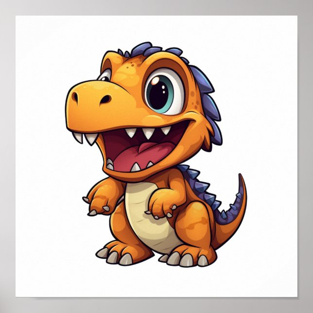 Poster Ilustração de dinossauro de desenho animado (Frente)
