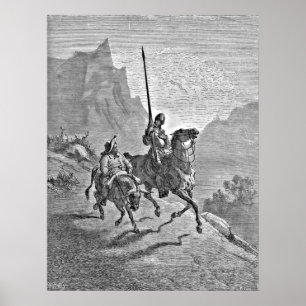 Pôster Ilustração de Don Quixote e Sancho Panza
