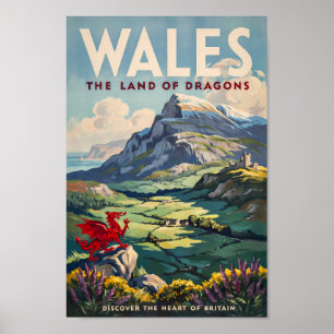 Poster Ilustração de Dragão do País de Gales Arte de Viag