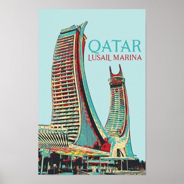Poster Ilustração de edifícios Lusail Marina Qatar (Frente)