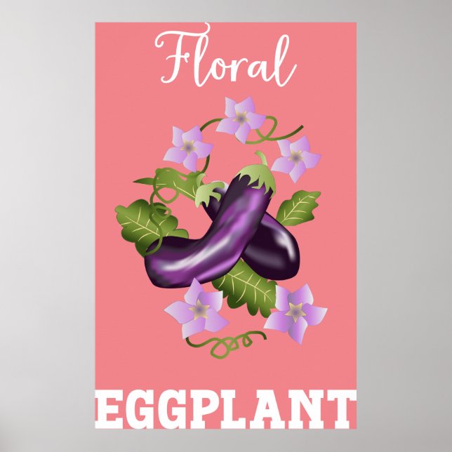 Poster Ilustração de EggPlant Floral (Frente)