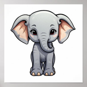 Poster Ilustração de elefante de desenho animado