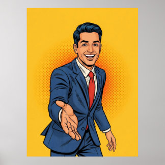 Poster Ilustração de Empresário Amigável