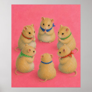 Poster Ilustração de Encontro de Hamsters na Sala de Brin