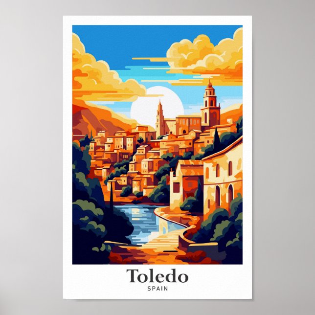Poster Ilustração de Espanha de Viagem de de de Toledo (Frente)