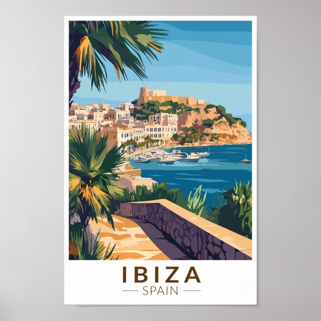Poster Ilustração de Espanha Ibiza Vintage (Frente)