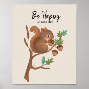 Poster Ilustração de Esquilo • Animal da Floresta Feliz