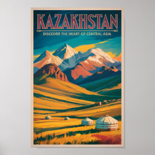 Poster Ilustração de Estepes do Cazaquistão Arte de Viage