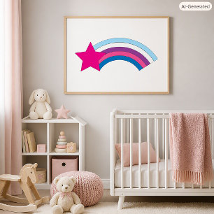 Poster Ilustração de Estrela Rosa Estrela Arco-Íris Fofa