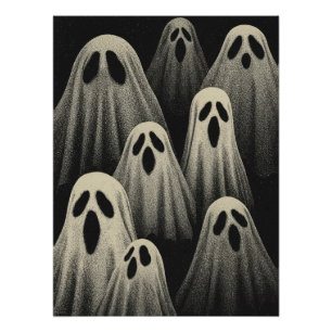 Pôster Ilustração de Fantasma Flutuante Assustador