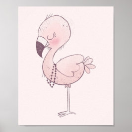 Poster Ilustração de Flamingo Cor-de-Rosa