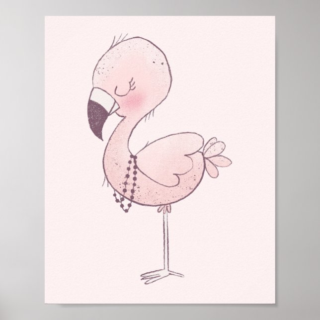 Poster Ilustração de Flamingo Cor-de-Rosa (Frente)