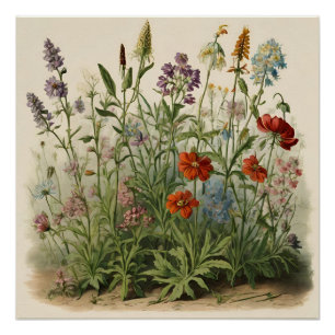 Pôster Ilustração de Flores Selvagens