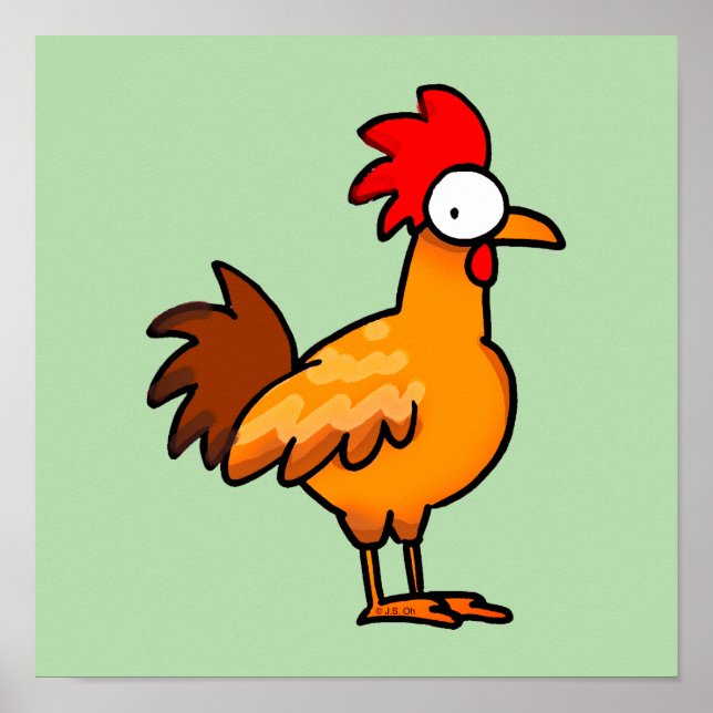 Poster Ilustração de Frango de Desenho Animado Divertida (Frente)