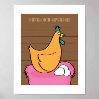 Poster Ilustração de Frango Fofo | Arte de Animais de Faz