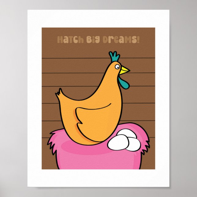 Poster Ilustração de Frango Fofo | Arte de Animais de Faz (Frente)