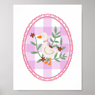 Poster Ilustração de Ganso Cottagecore - Pato Branco Fofo