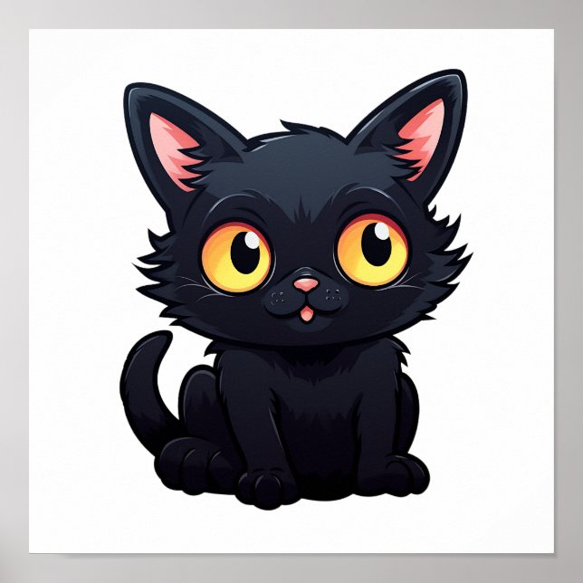 Poster Ilustração de gato animado (Frente)