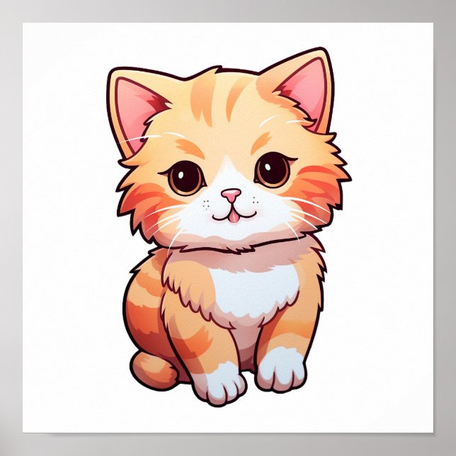 Poster Ilustração de gato animado (Frente)