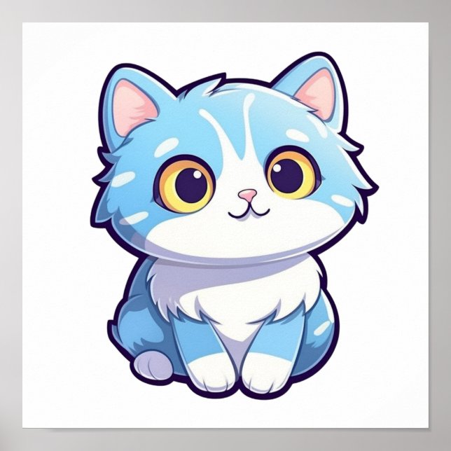 Poster Ilustração de gato animado (Frente)