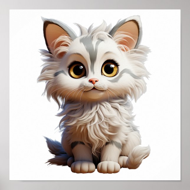 Poster Ilustração de gato animado (Frente)