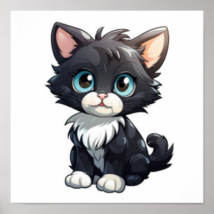 Poster Ilustração de gato animado