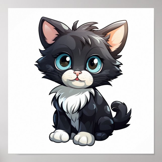 Poster Ilustração de gato animado (Frente)