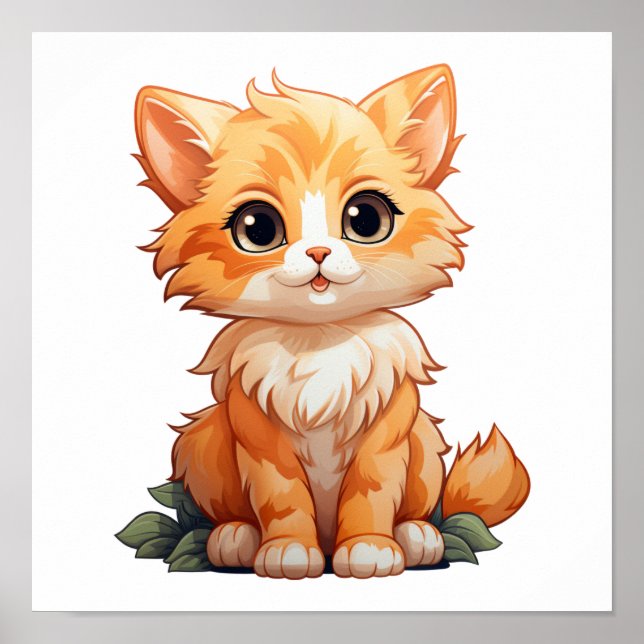 Poster Ilustração de gato animado (Frente)