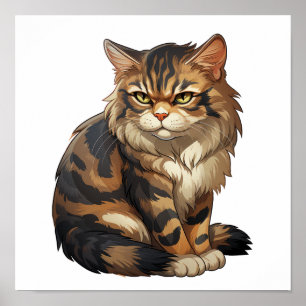 Poster Ilustração de gato animado