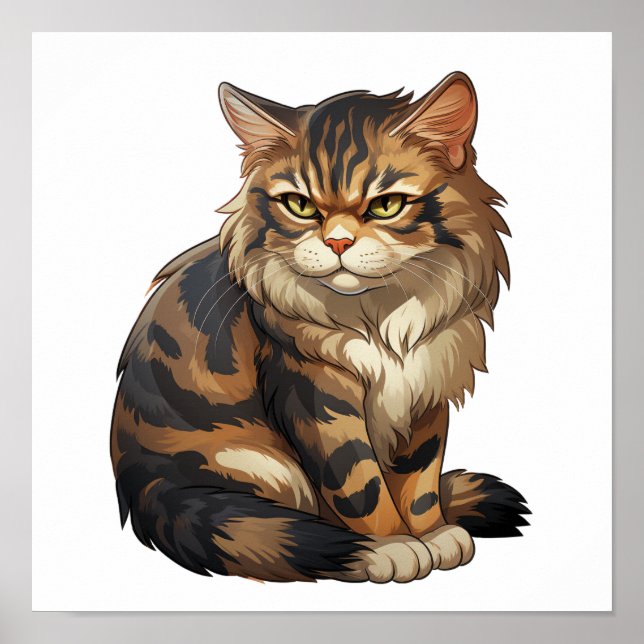 Poster Ilustração de gato animado (Frente)