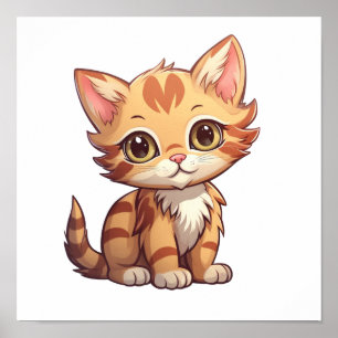 Poster Ilustração de gato animado