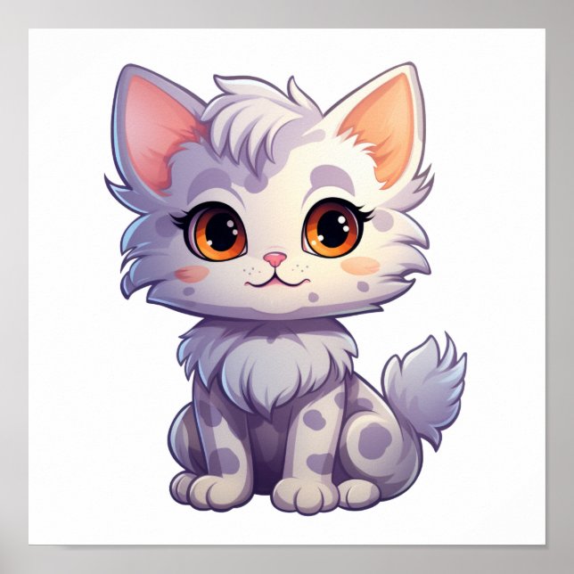 Poster Ilustração de gato animado (Frente)