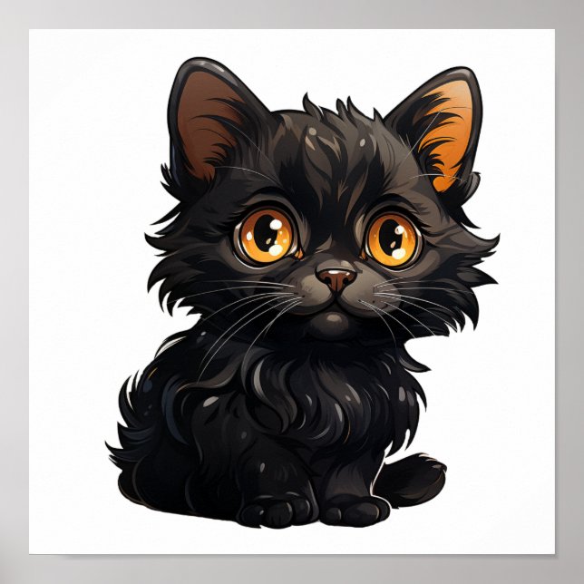 Poster Ilustração de gato animado (Frente)
