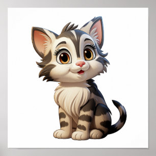 Poster Ilustração de gato animado