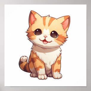 Poster Ilustração de gato animado